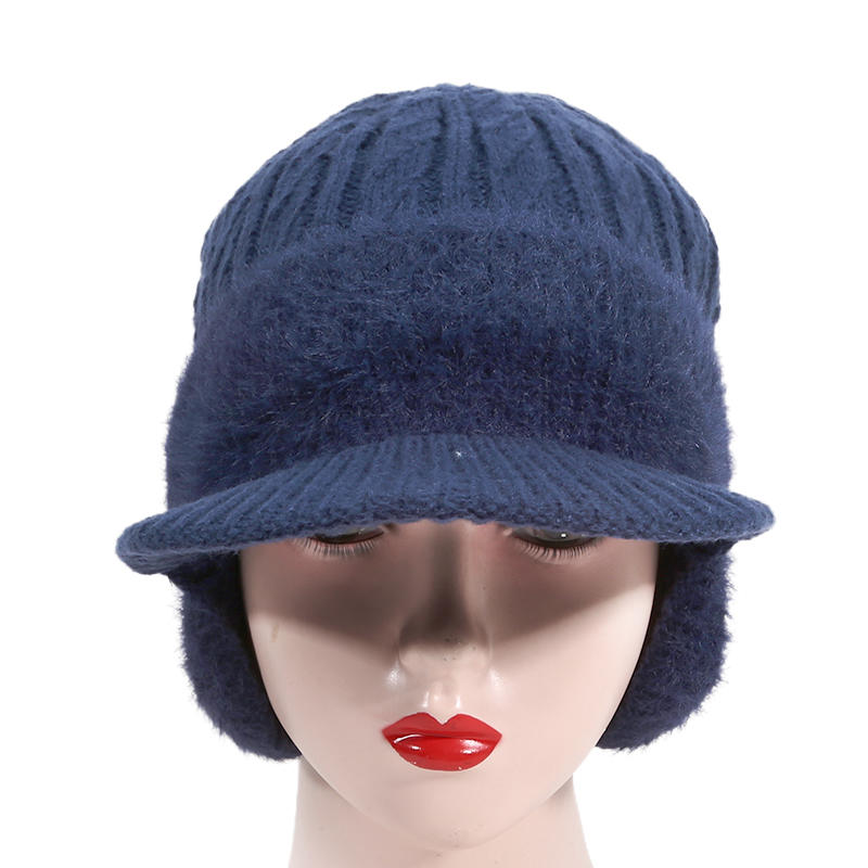 Unisex Winter Hat Plush Fur Lined Warm Earflap Cap Stylish Soft Beanie Hat Outdoor Thick Ski Sports Knitted Hat