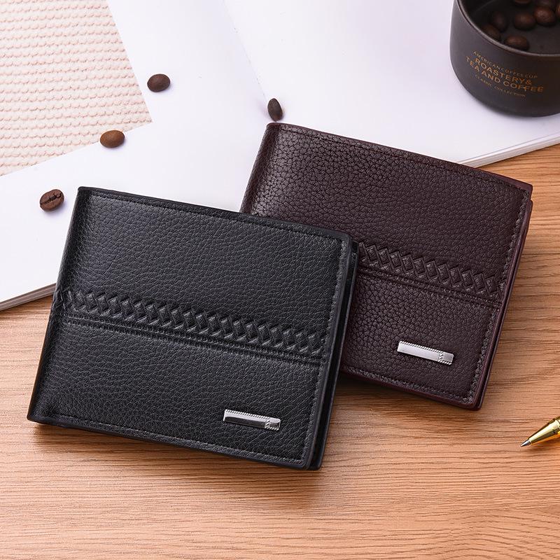 Men's Bi-Fold Patchwork PU Leather Wallet – Slim, Stylish, Horizontal Design