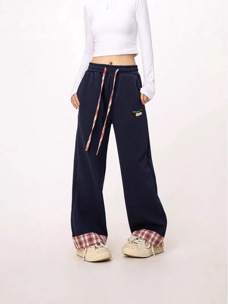 

Женские флисовые спортивные штаны с 3D поясом - Осень/Зима 2024 Широкие повседневные брюки Extra Large