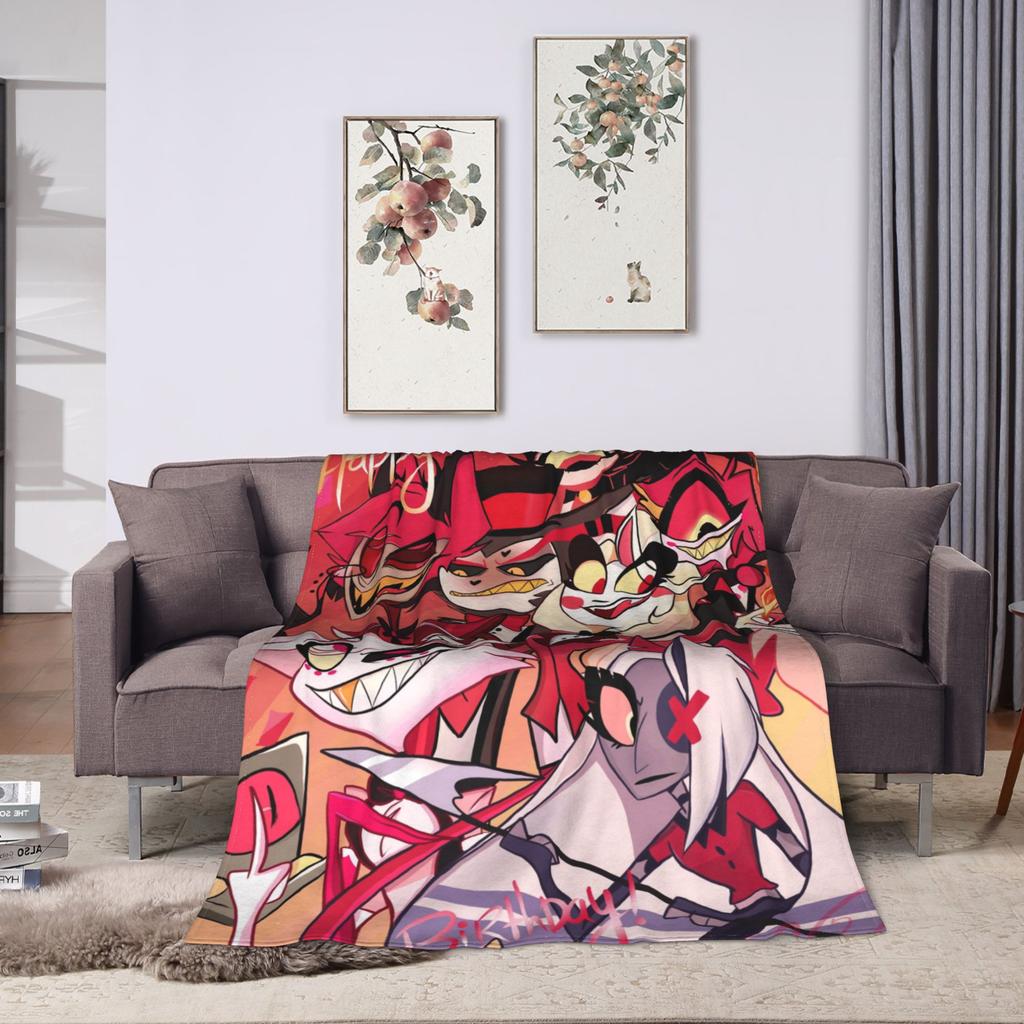 2025 H-Hazbin Hotel Charlie Cartoon Flannel Blanket  Warm Throw Blanket for Bedroom Picnic Print Bedspread Sofa Bed Cover
