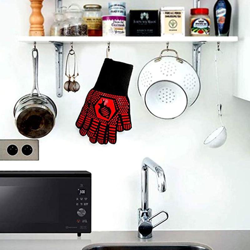 Silikonové grilovací a troubové rukavice odolné vůči vysokým teplotám a protiskluzové