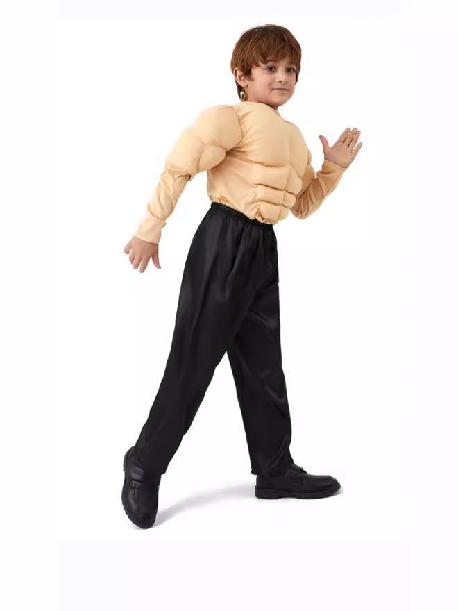 Muscle Man Cosplay T-Shirt with Fake Abs for Adults and Kids