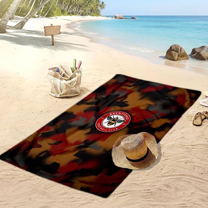 Brentford Football Print Beach Towel, Large Soft Quick Dry Towel for Beach Camping Swimming