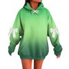 Ladies' Gradient Printed Bow Long Sleeved Loose Fitting Headband With Rope Hooded Sweatshirt Top