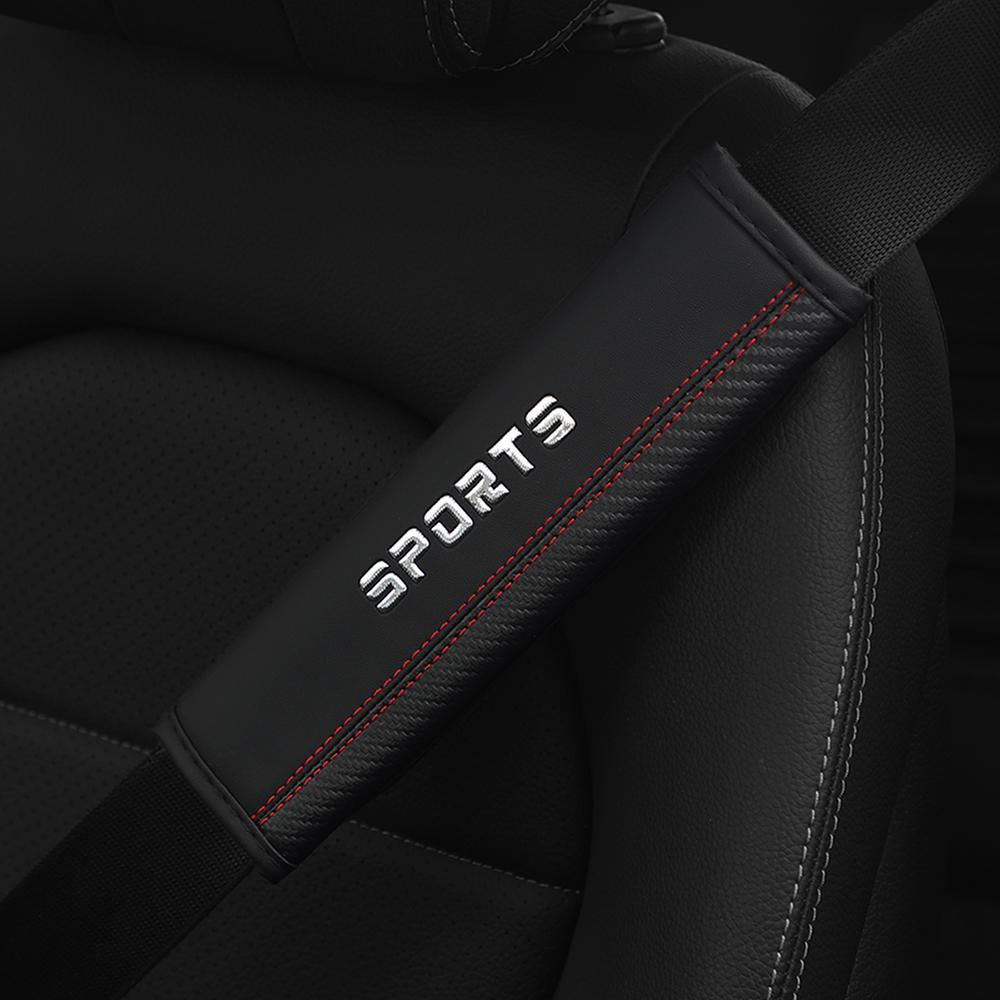 1PC Carbon Fiber Leather SPORTS Car Seat Belt Shoulder Cover Insurance Strap Cover Automotive Supplies to Prevent Tightening