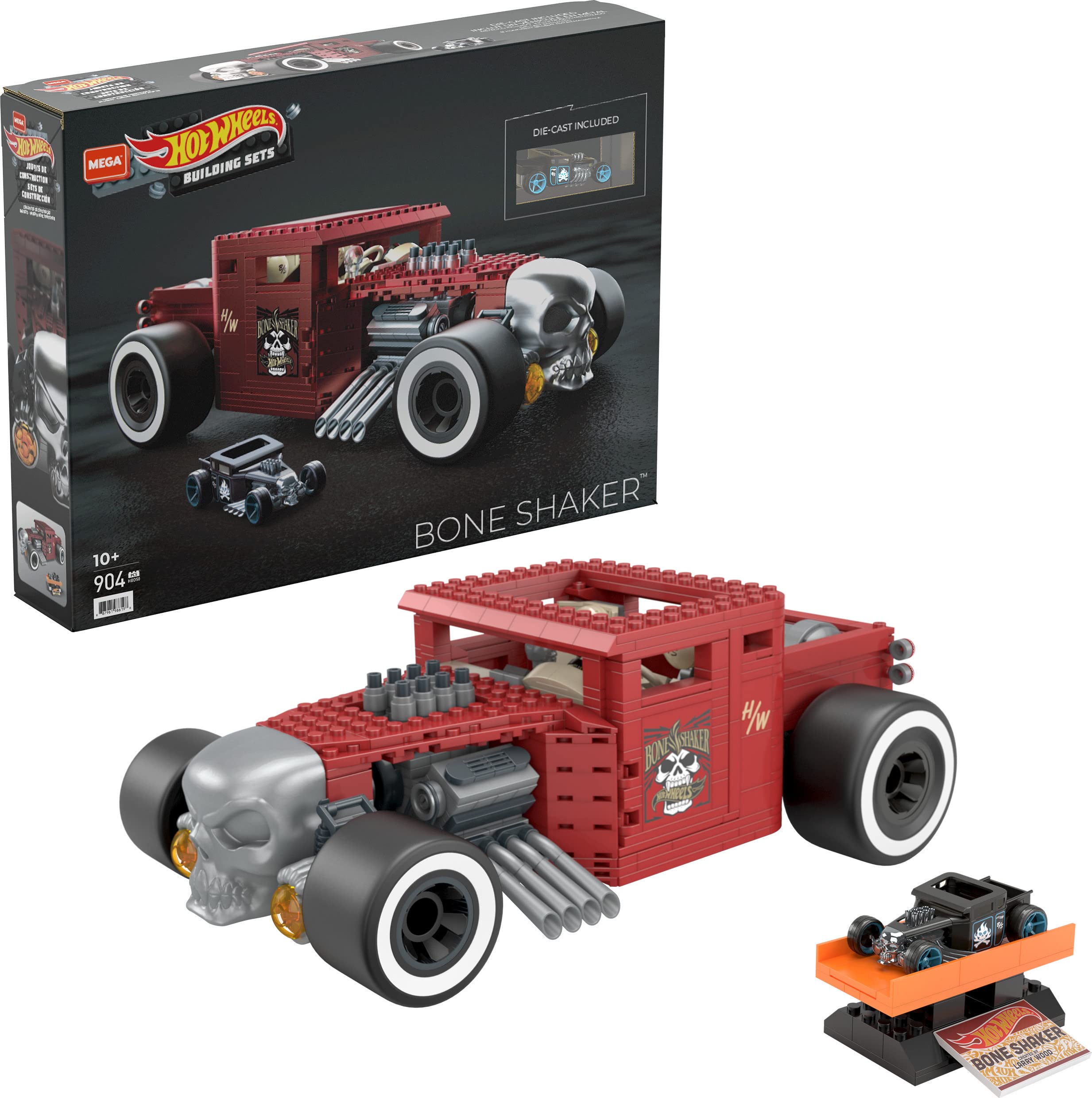 

MEGA Hot Wheels 1:18 Bone Shaker Collector s Edition [904 Pieces] [Includes Die-Cast Car] [Ages 10 and Up] HBD50