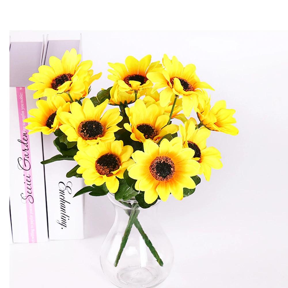 1 Sunflower 7 Artificial Sunflower Heads Artificial Flower Simulation Photography Props Wedding Home Decoration