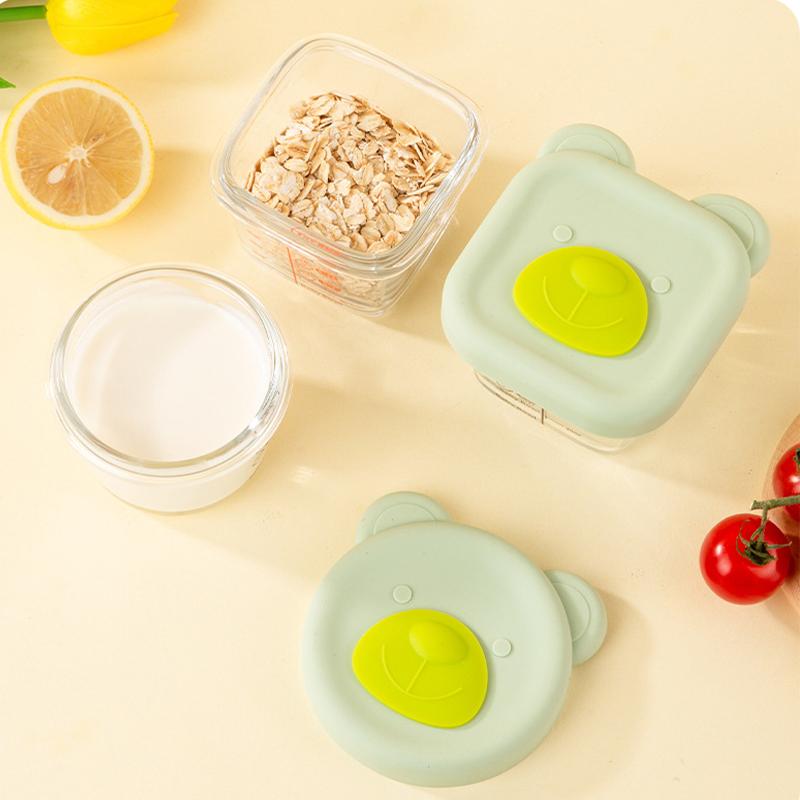 Glass Bowl Baby Food Supplement Bowl With Scale Portable Lunch Box Food Storage Seal Heating Food Grade Silicone