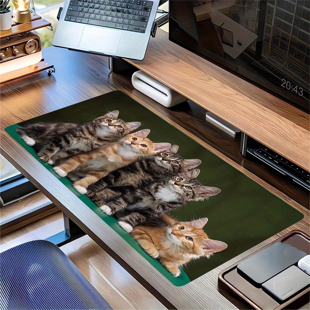 1 Stück Großes Gaming-Mauspad, UV-reaktive rutschfeste Schreibtischmatte, Waschbares PolyesterKatze, Katze, Entzückendes Computerpad mit Lebendiger Spielmaschine Pr