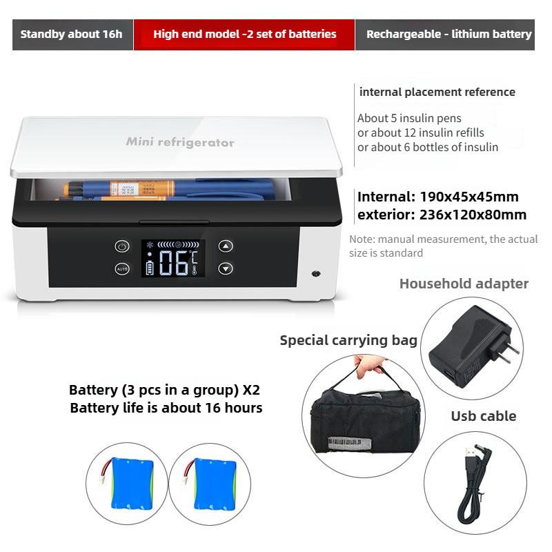 Mini Special Medicine Refrigerator Portable Car Home Use Small Fridge Rechargeable Insulin Refrigeration Box