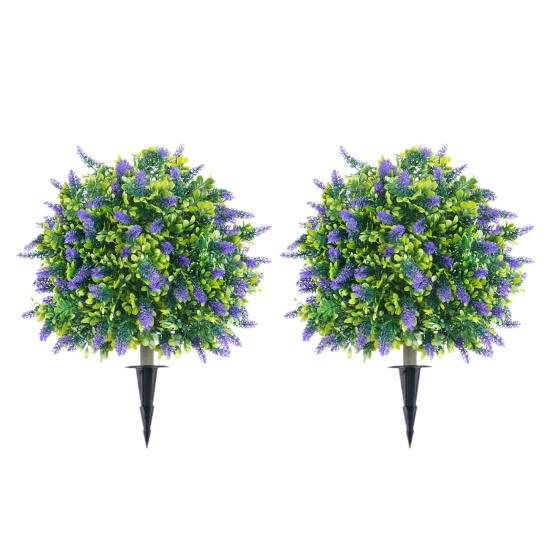 Künstlicher Lavendel-Formschnitt-Ball UV-beständig Falscher Buchsbaum Strauch mit Erdspieß Unechte Immergrüne Baum Pflanze für Innen Außen