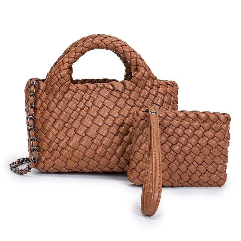 

New hand-woven leather messenger bag fashion vegetable basket mother handbag versatile bucket shoulder mini bag верблюд