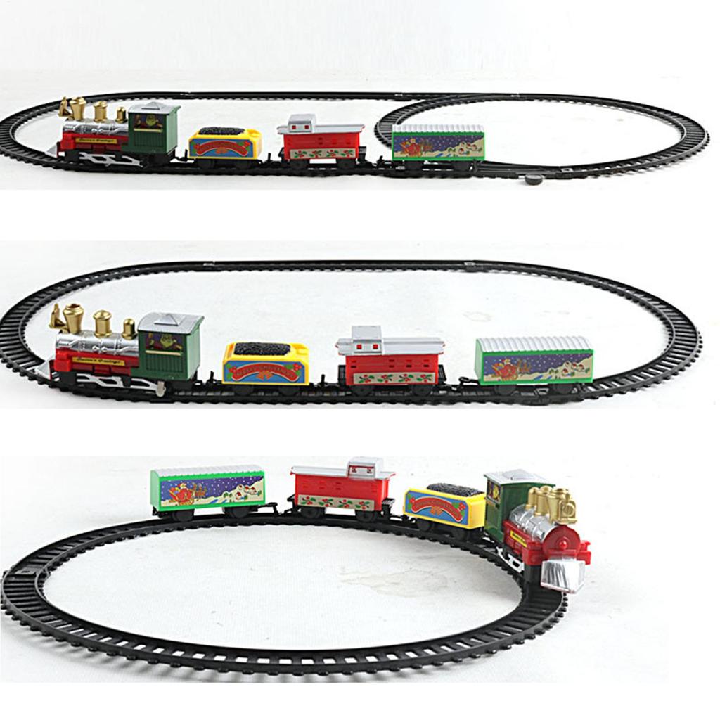 Świąteczny Zestaw Kolejkowy Elektryczna Kolejka Zabawkowa z Torami Okrągły Okrąg Światło Dźwięk Zabawna Gra dla Dzieci Dzieci Rodzinna Impreza Świąteczna Prezent