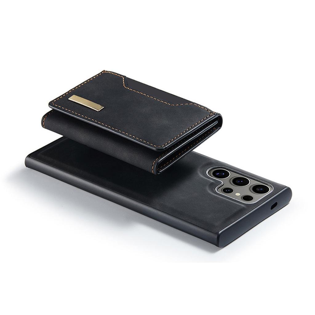 Phone Case Magnetic Detachable Wallet Card Holder Stand Cover Fit for Samsung Galaxy S21 Black S21 Plus
