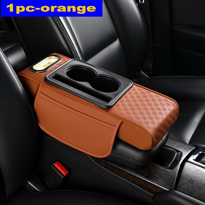 1pc PU Leather Car Armrest Height Pad with Cup Holder & Tissue Box Storage - Multi-Functional Organizer, Fit for All Cars, Armrest Cover for Car