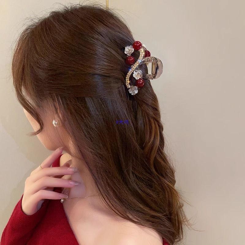 2025 Light Luxury Camellia Rhinestone Pearl Hair Clip for Elegant Updos
