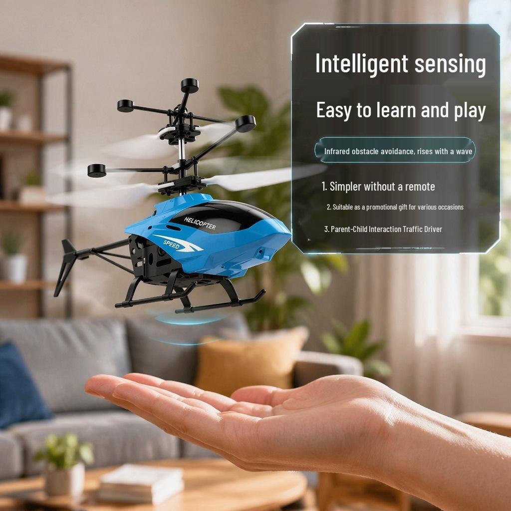 Gesture-Controlled Helicopter Toy for Kids - Novelty Sensing Airplane