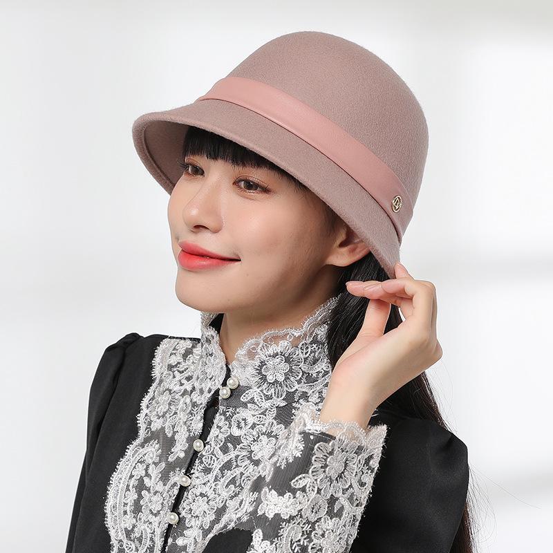 Autumn and Winter New British Celebrity Wool Top Hat Elegant Retro Basin Hat Versatile Fisherman Hat Children Age Reduction