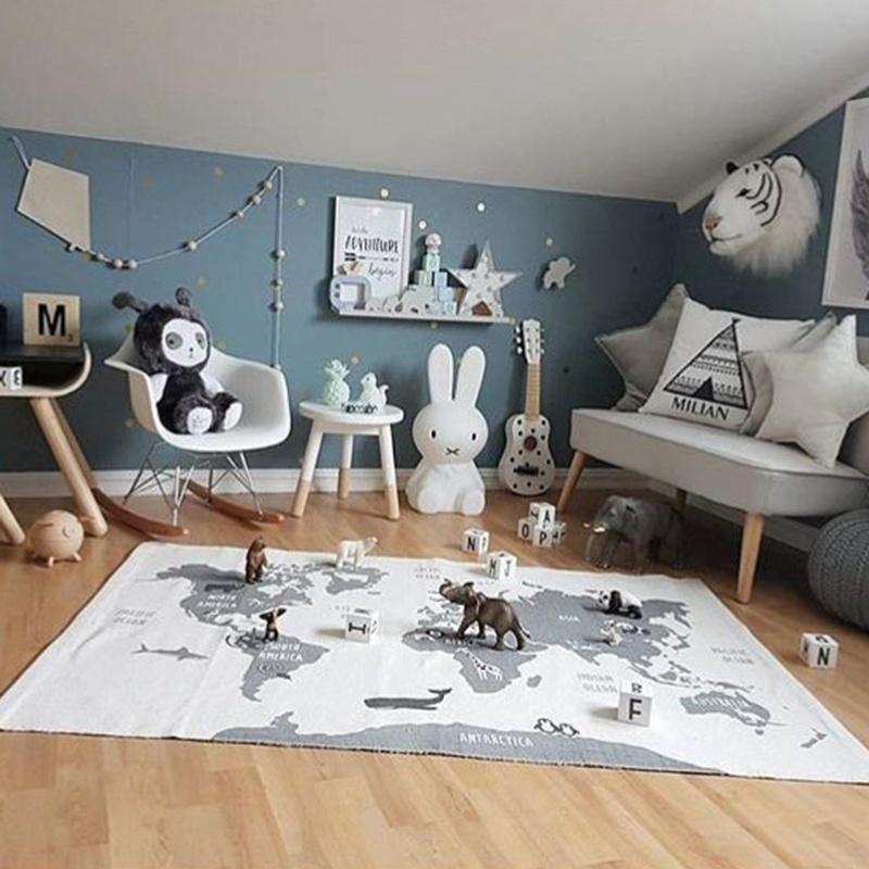 World Map Kid Baby Play Mat Crawling Game Blanket Infant Carpet Mats