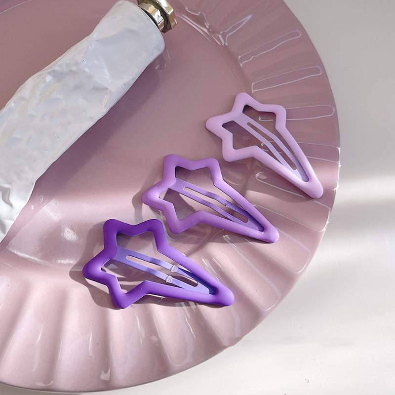 Épingles à cheveux simples givrées pour filles, 3 pièces, pinces à cheveux carrées, ovales, Triangle, pour enfants, épingles à cheveux, cliquez sur clac
