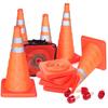 Foldable Design LED Light Reflective Cone Orange Color Telescopic Folding Cone  Traffic Facilities