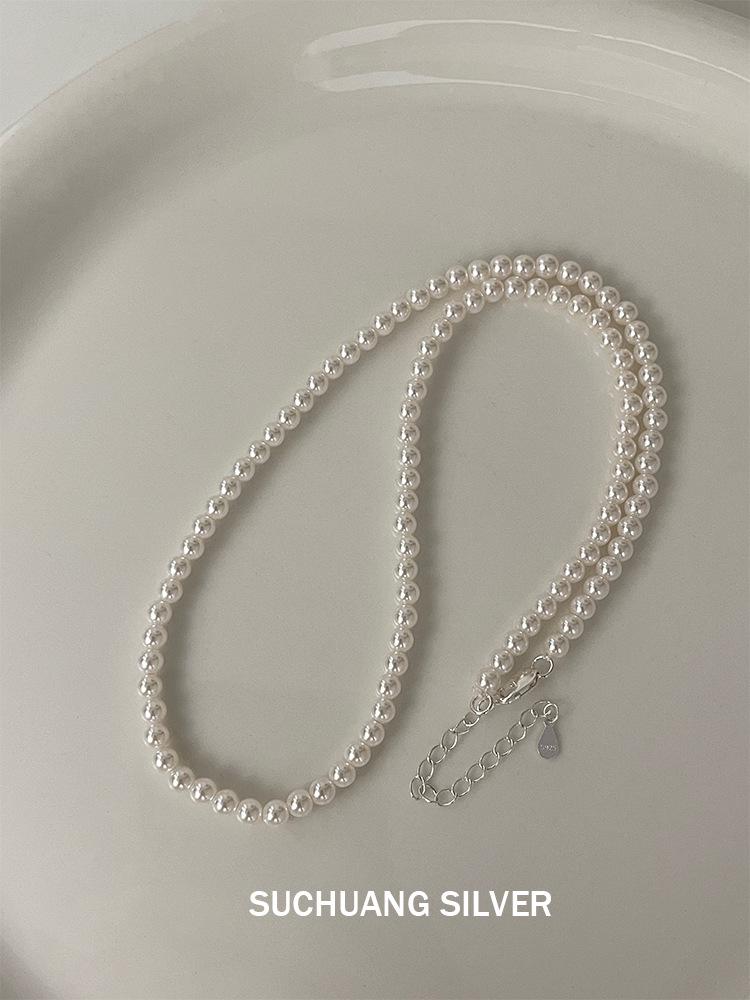 Luxurious Double-Layer Pearl Necklace: Trendy, Stackable Choker for Women 925 Silver