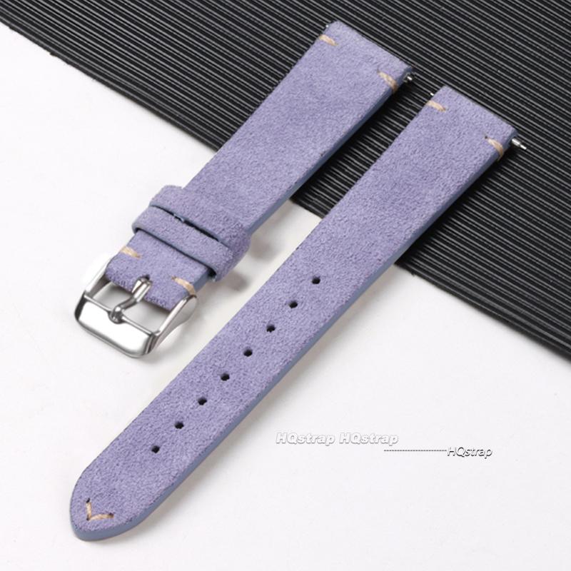 Vintage Leather Suede Watch Strap 14mm 16mm 18mm 20mm 22mm Watchband Gray Blue Brown Watch Bands Quick Release Wristband Belt