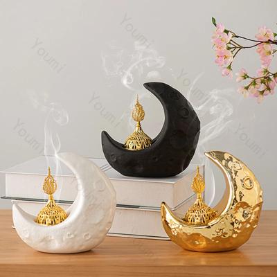 Creative Moon Home Ceramic Ornaments Light Luxury Desktop Decoration Aromatherapy Stove Ornament Unique Exquisite Gifts