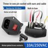 Huijun Electric 3-in-1 Pin-Type Socket with Ear, Nickel-Plated Brass Contacts, 3C Certified, 10A/250V