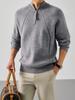 Men's Retro Jacquard Half-Zip Knit Sweater - Solid Color, Versatile, High Weight Layer for Autumn & Winter Casual Wear