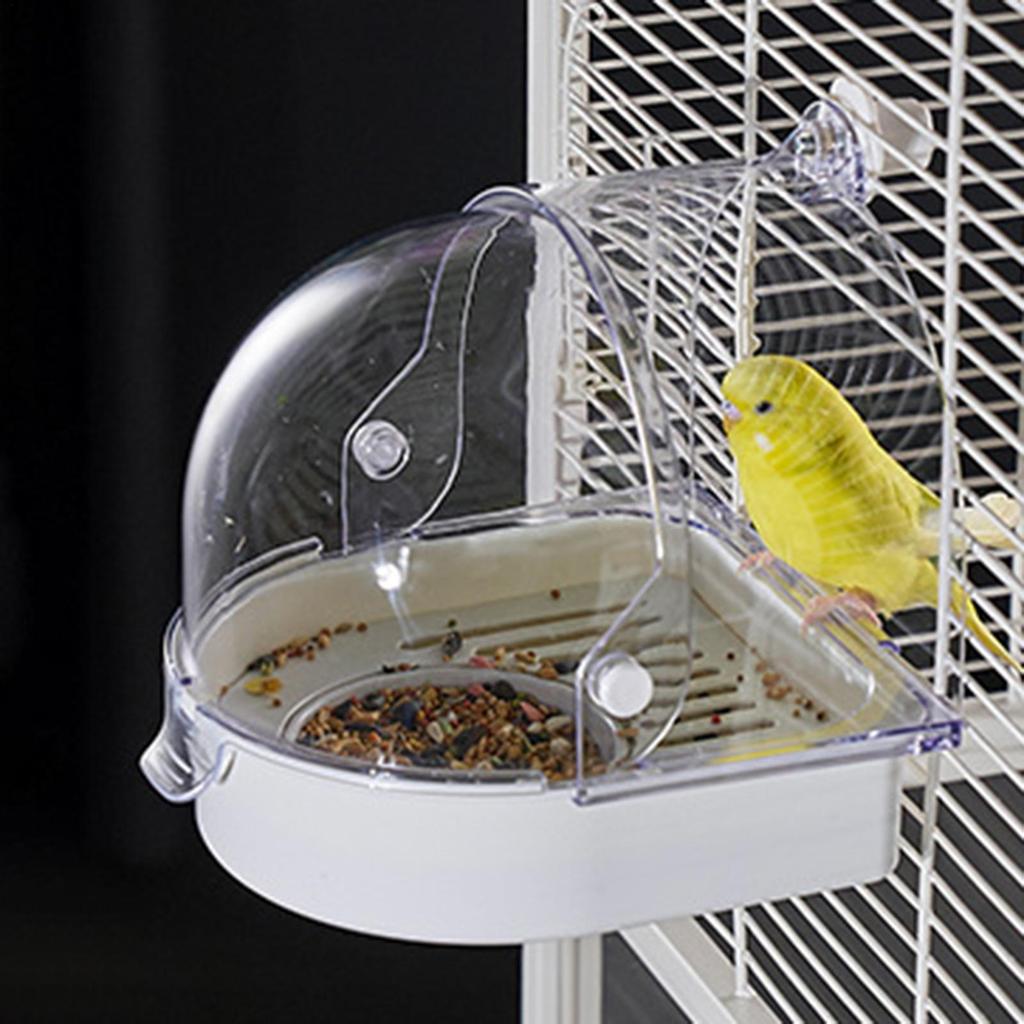 Clear Hanging Bird Bath Splashproof Bath Shower Bird food bowl Space Saving Design Bird Cage Accessories