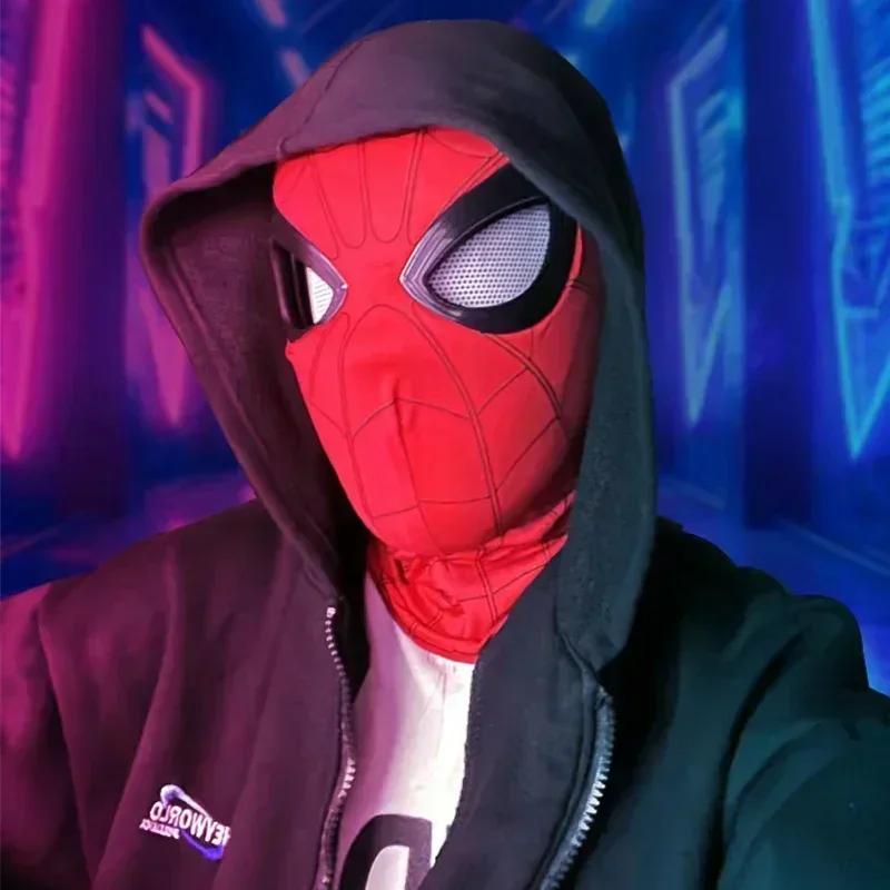 New Miles Spiderman Mask Headgear Cosplay Moving Eyes Electronic Mask 1:1 Remote Control Creative Cool Adult Kid Toys Gifts