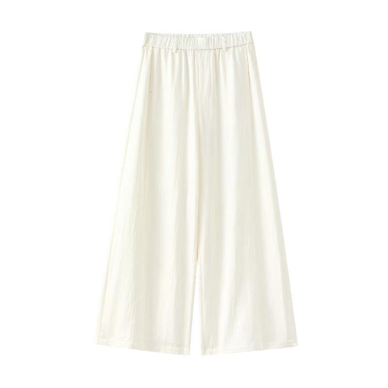 

2026 Spring/Summer Lightweight High-Waisted Loose Breathable Straight-Leg Casual Wide-Leg Pants for Women Versatile Sports Pants L（90-105） белый