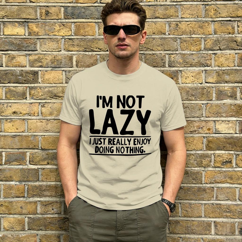Im Not Lazy Im on Energy Saving Mode TShirts for Unisex Novelty Pure Cotton Tee Shirt Round Neck Short Sleeve New Arrival Tops