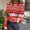 Women's Casual Christmas Print Long Sleeve Ribbed Neck Top