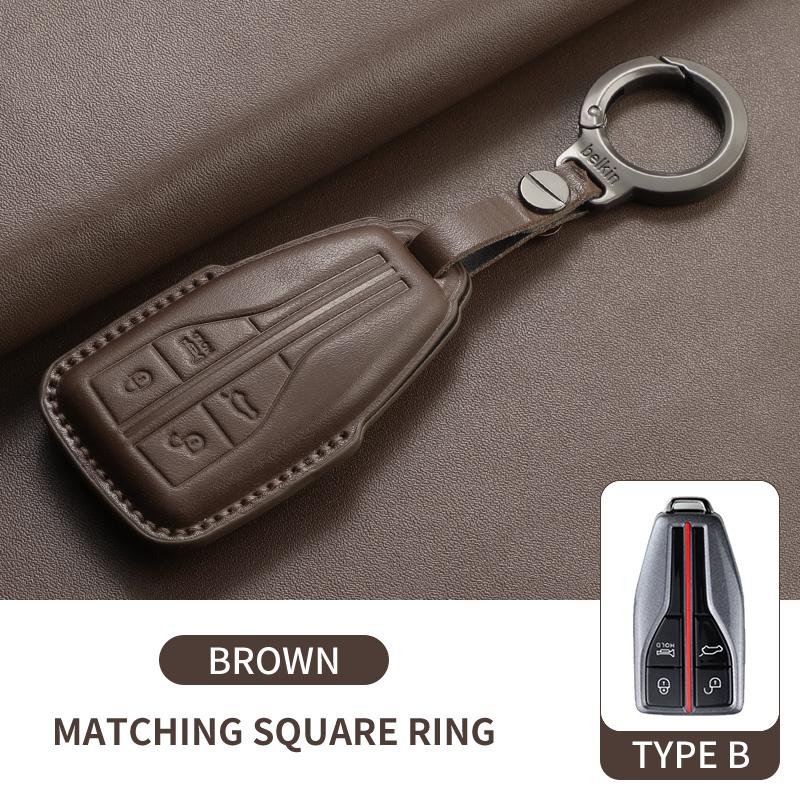 Leather Car Remote Key Case Cover Shell Fob For FAW Hongqi H5 HS5 H9 HS7 H7 L5 HS3 L9 E-HS9 E-QM5 LS7 E-HS3 Keychain Accessories