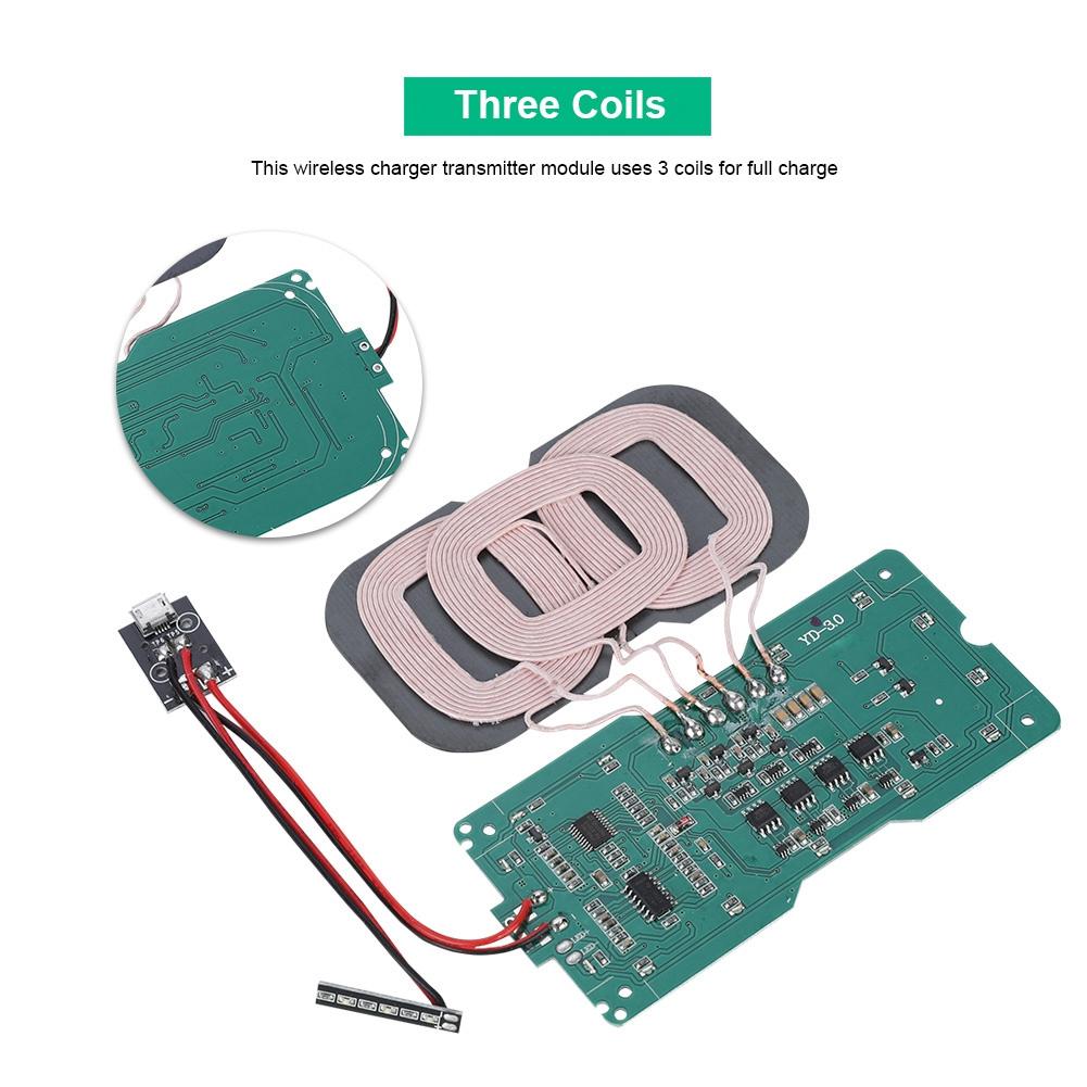QI Standard  DIY Module  DIY QI Standard 3 Coil Wireless Charging Transmitter Module Circuit Board Coil