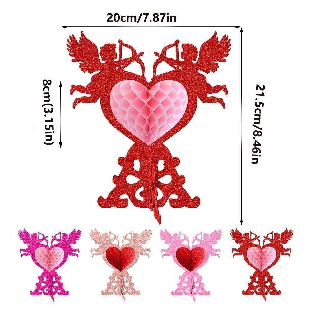 4pcs Red Color Heart Honeycomb Ornaments Valentine's Day Decorations Banquet Decoration