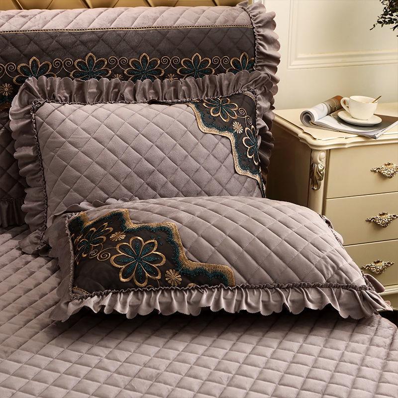 

2 шт., кружевная бархатная наволочка, чехол для кровати, прямоугольный декор, мягкая стеганая подушка, роскошная европейская зимняя теплая подушка 2PC 48*74CM
