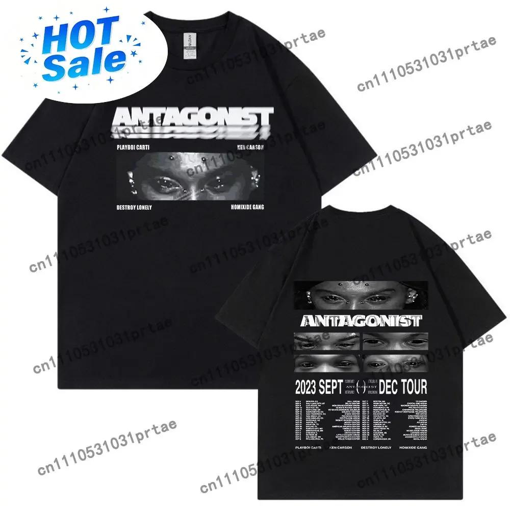 Rapper Playboi Carti Antagonist Tour Tshirt 2023 Concert Fans T Shirt Unisexs Fashion Hip Hop Short Sleeve Oversized Tshirts Bla