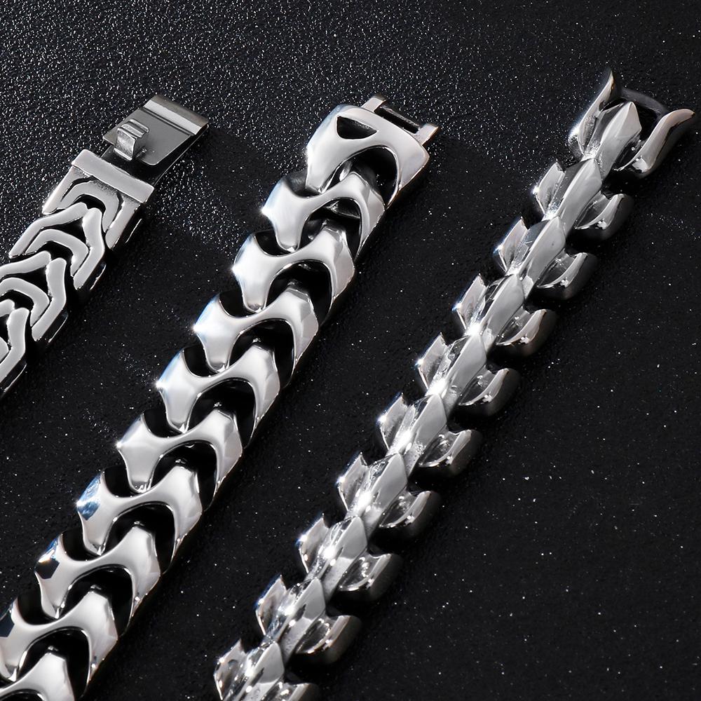 Große Größe 20/22/24CM Lange Schwere Edelstahl Armband Männer Link Kette männer Armbänder Metall armreifen Massiven Auf Hand Schmuck