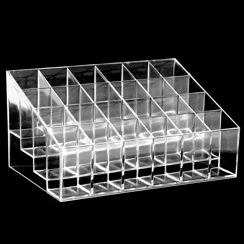 

1pc Clear Acrylic Lipstick Holder - 24-Compartment Makeup Organizer with Golden Accents, Durable Plastic Storage for Cosmetics