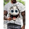 Summer Hip Hop Smiling Face 3D Printed Men's Daily T-shirt - Round Neck, Street Innovative Large Loose T-shirt