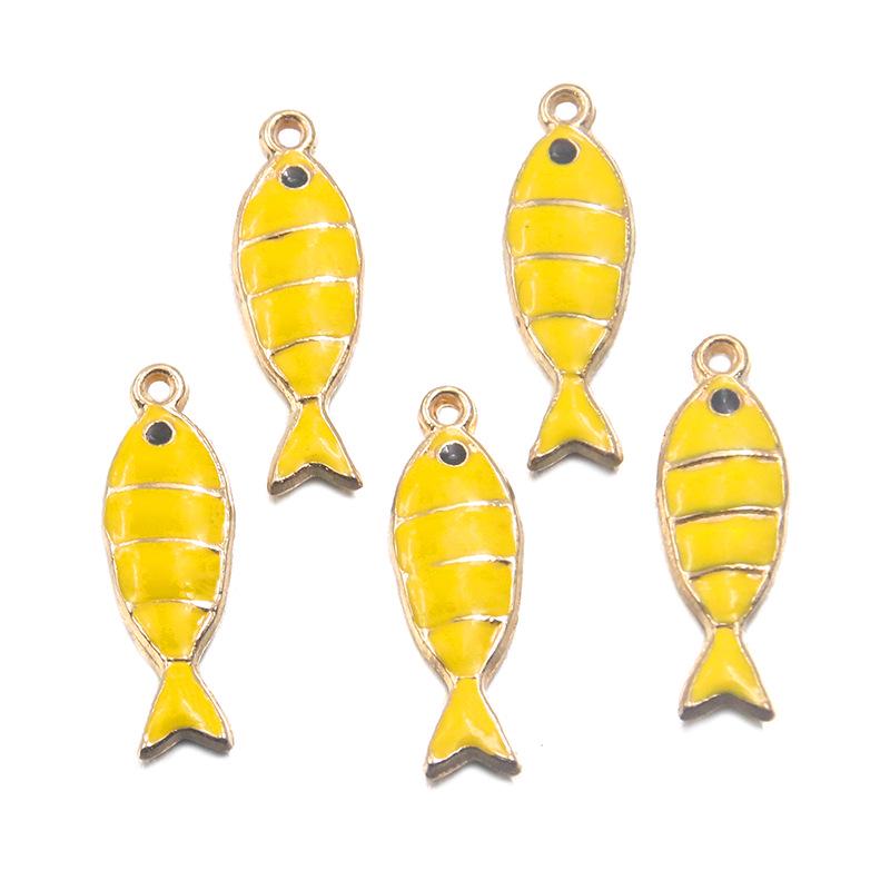 Colorful Enamel Fish Pendant DIY Metal Frame Ocean Charm