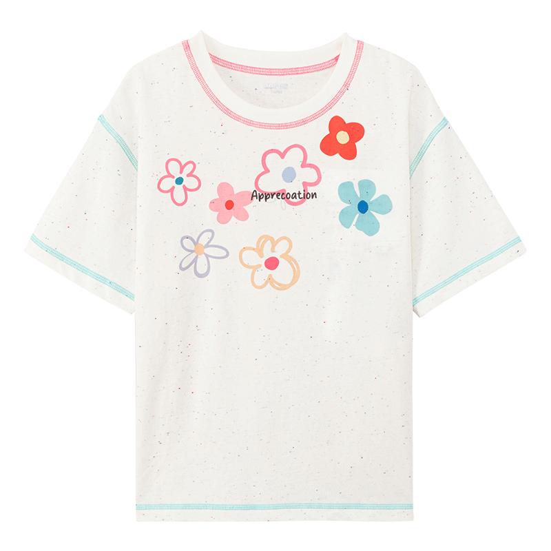 Girls  Polka Dot Mesh Letter Short-Sleeve T-shirt 160