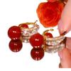 Light luxury design sense A multi-wear zircon red pearl stud earrings Autumn and winter atmosphere temperament versatile earrings