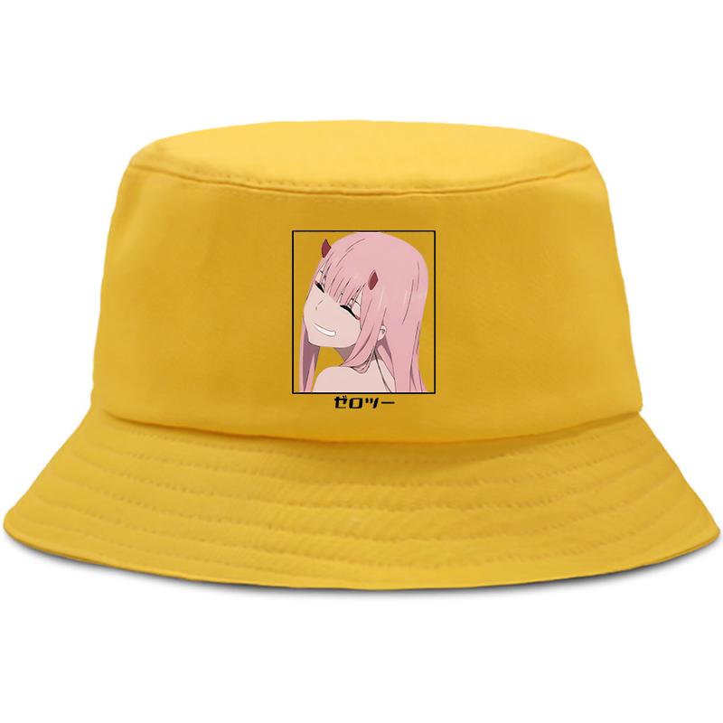 

Летняя шляпа Darling In The Franxx, женская Панама-ведро унисекс, дизайнерская шляпа-ведро с плоским козырьком Zero Two, рыбацкая шляпа 56-58cm