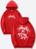 Black Hoodie Men's Skull & Branch Graphic Print Streetwear Gothic Style Autumn/Winter Thicken Fleece Lined Sweatshirt S-3XL