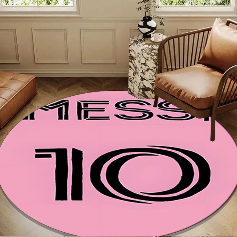 Messi's Pink Round Mat, Anti-slip Circle Carpet Chair Rug For livingroom,Bedroom, Doormat Home Decor Gift Christmas Gifts