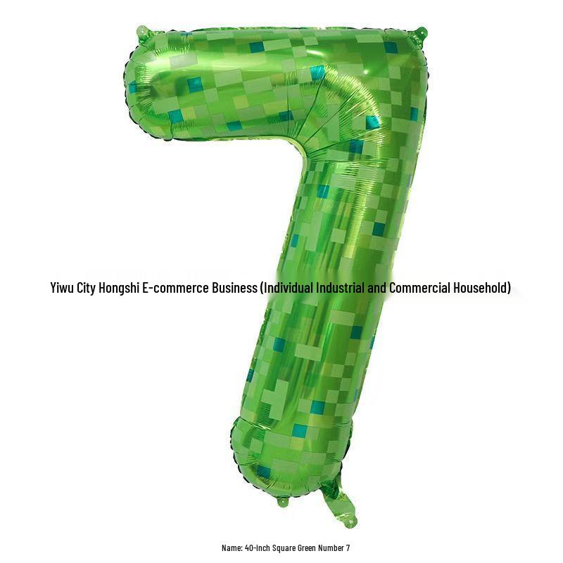 40-Inch Green Plaid Minecraft Aluminum Foil Balloons - Birthday & Party Décor